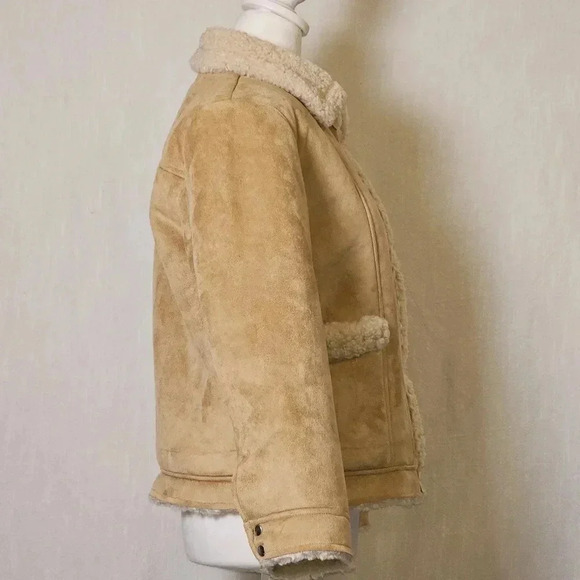 Zara Girls Faux Suede Sherpa Lined Coat SZ 13-14 - Picture 3 of 12